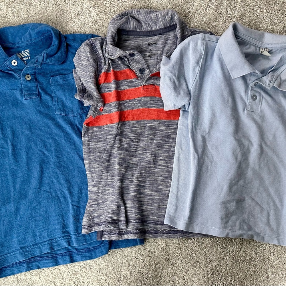 Kids Polo Shirt Set - Blue, Gray, and Light Blue